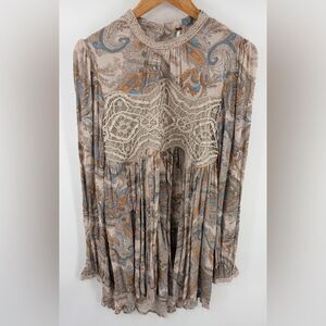 Free People women’s sweet thing paisley tunic dress babydoll lace size M